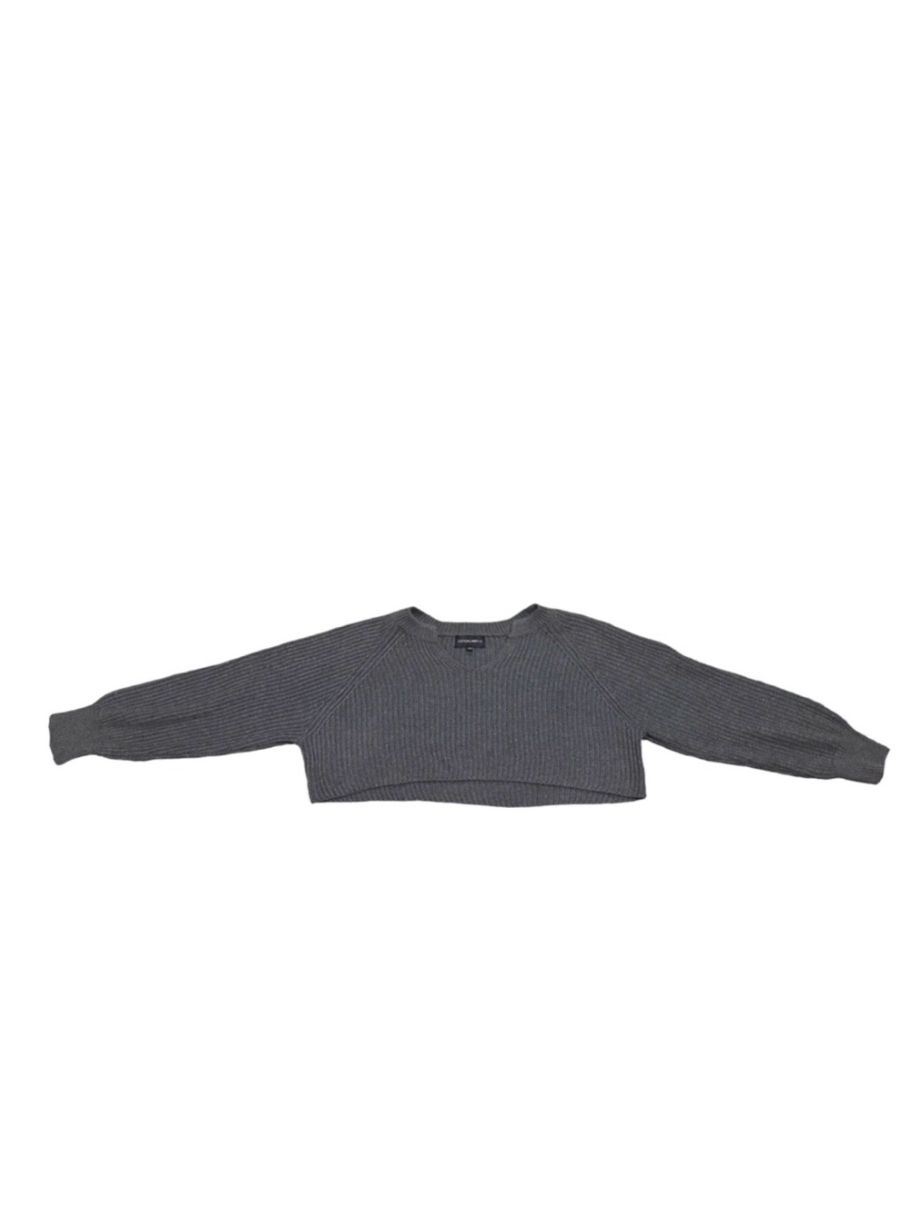Cotton Candy LA Ribbed Cropped Crewneck Sweater - Gray - Picture 2 of 11